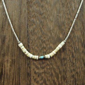 16" Sterling Silver Tarnished Dainty Shell Necklace Vintage